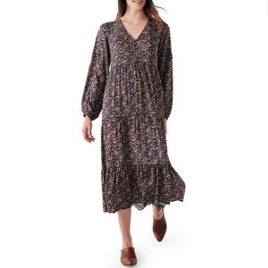 Faherty Isabella Dress Artisan Block Floral Print
